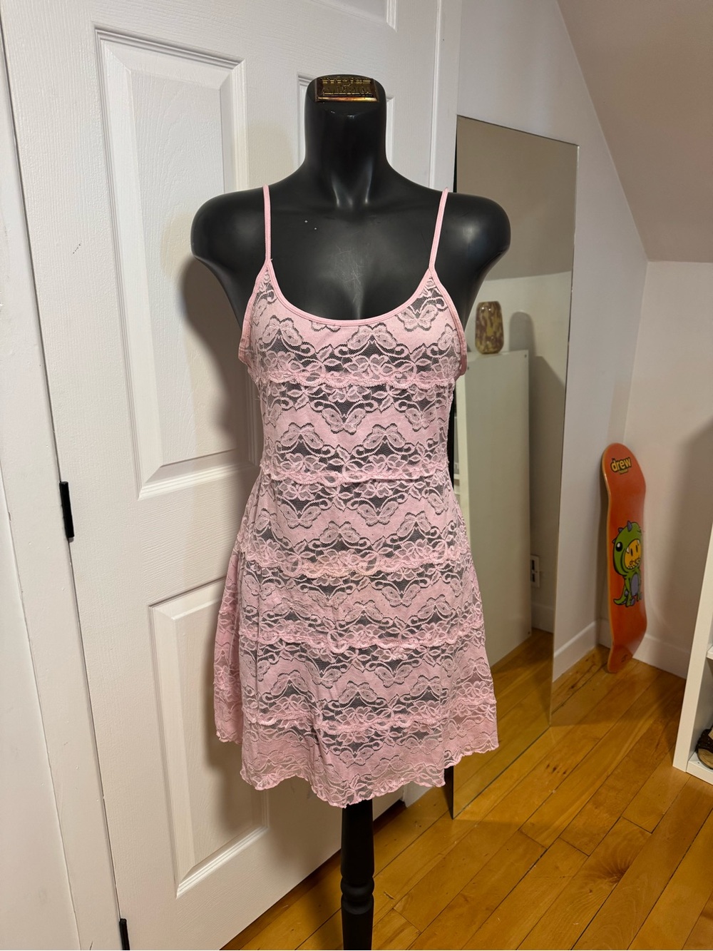 Women's Pink Lace Slip Dress - Brand Unspecified